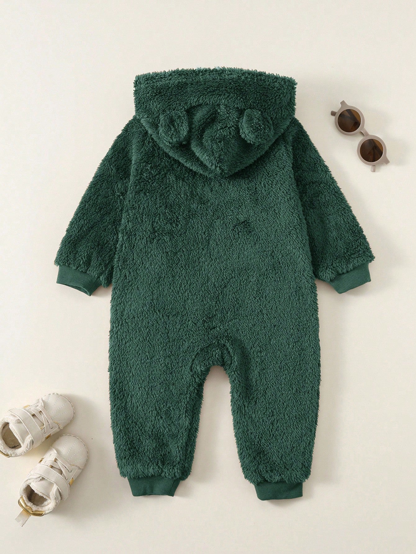 Newborn Baby Boy Baby Girl Cute Autumn/Winter Plush Brown Cartoon Bear Pattern Hooded Romper Unisex Baby Clothes Baby Winter Clothes