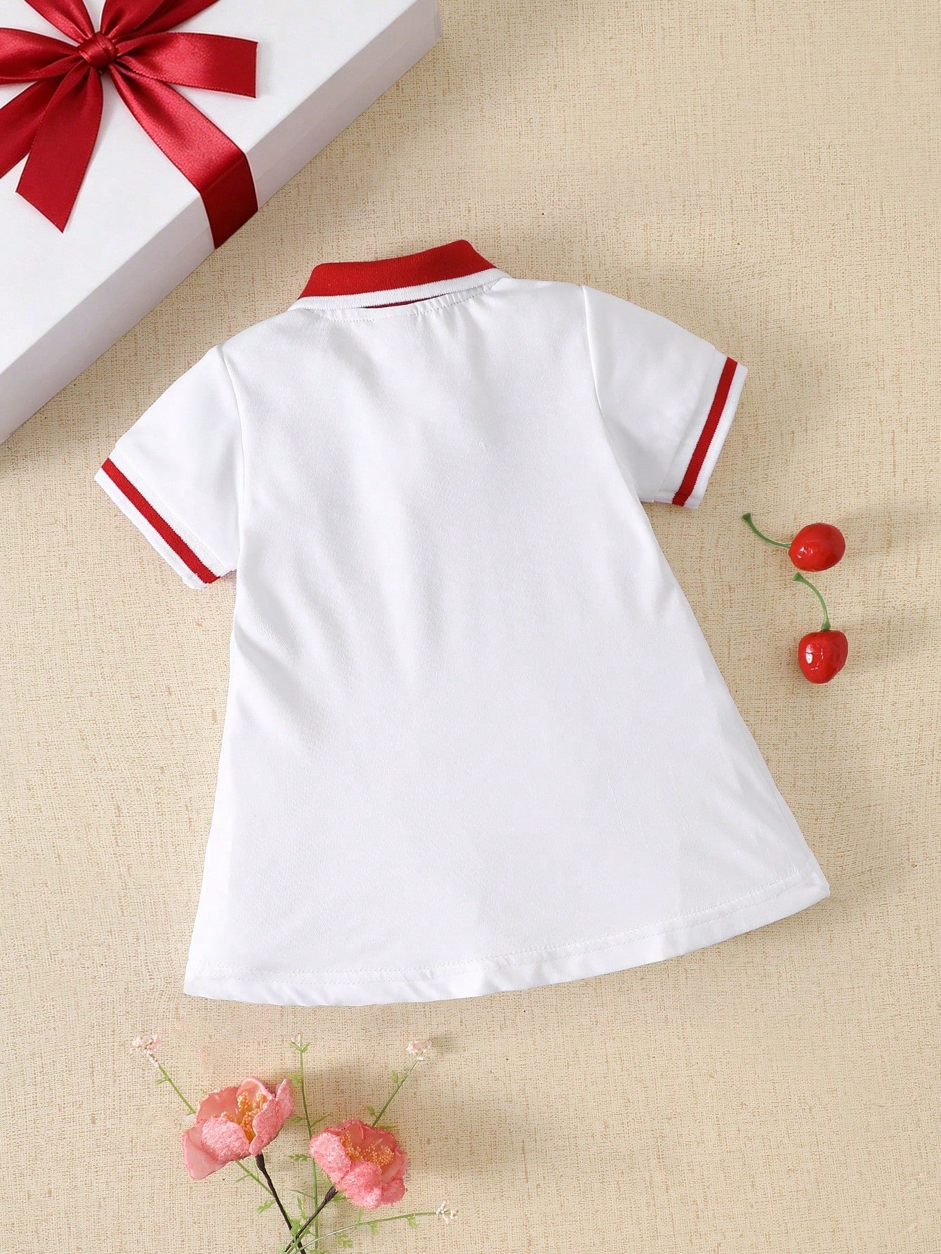 Newborn Baby Elegant Sweet Cute Casual Style Butterfly & Cherry Print Dress