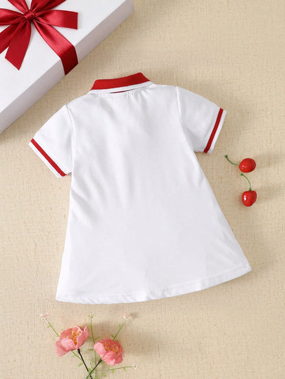 Newborn Baby Elegant Sweet Cute Casual Style Butterfly & Cherry Print Dress