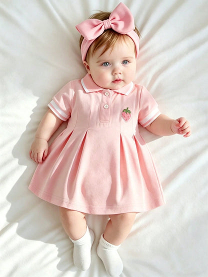 Newborn Baby Elegant Sweet Cute Casual Style Butterfly & Cherry Print Dress