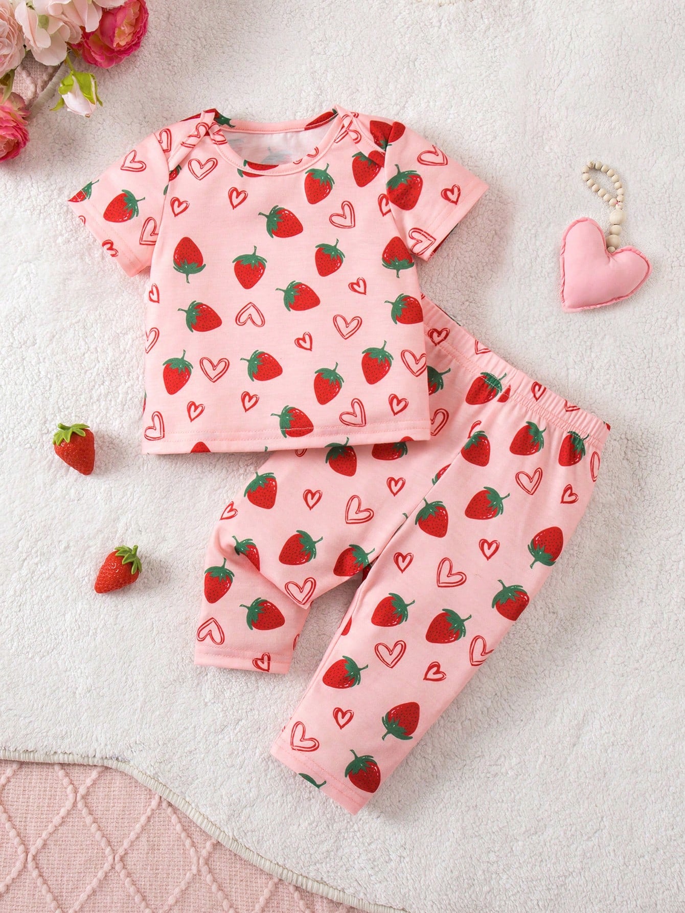 Newborn Baby Girl (6 Sets, Get2 Set Random)Cute Casual Knitted Heart Pattern Homewear Set