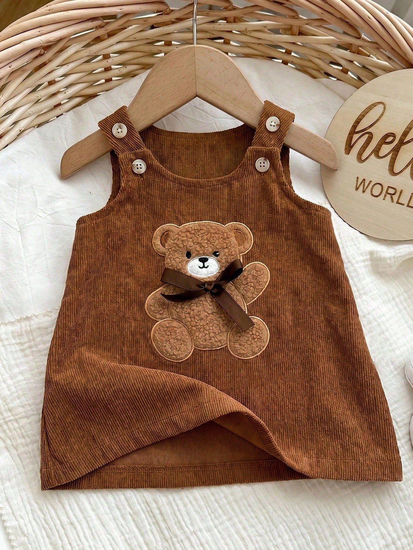 Newborn Baby Girl Cute Versatile Casual Cartoon Bear Pattern Dress
