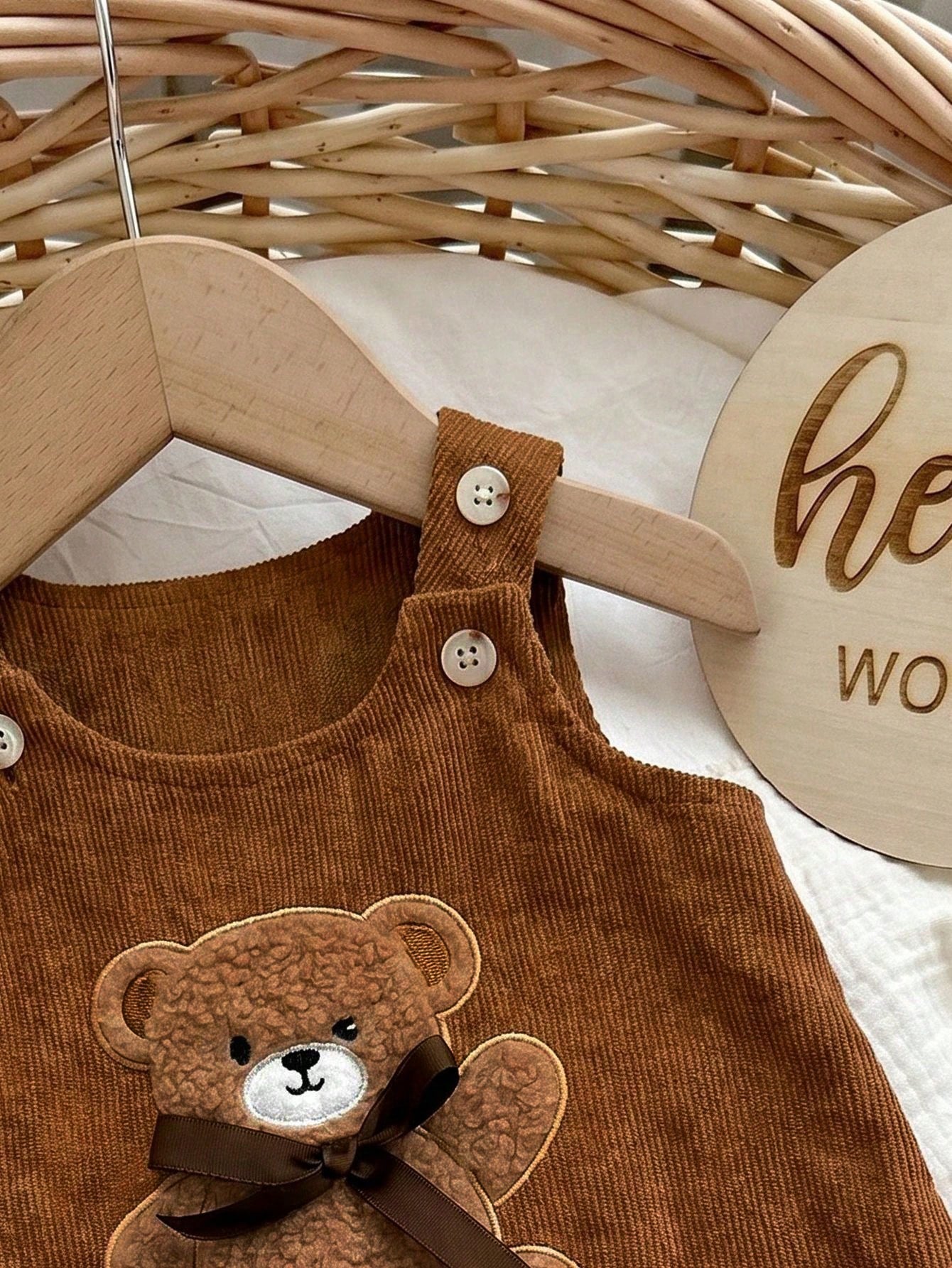 Newborn Baby Girl Cute Versatile Casual Cartoon Bear Pattern Dress