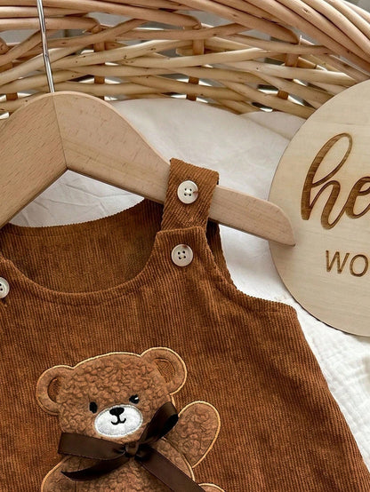 Newborn Baby Girl Cute Versatile Casual Cartoon Bear Pattern Dress