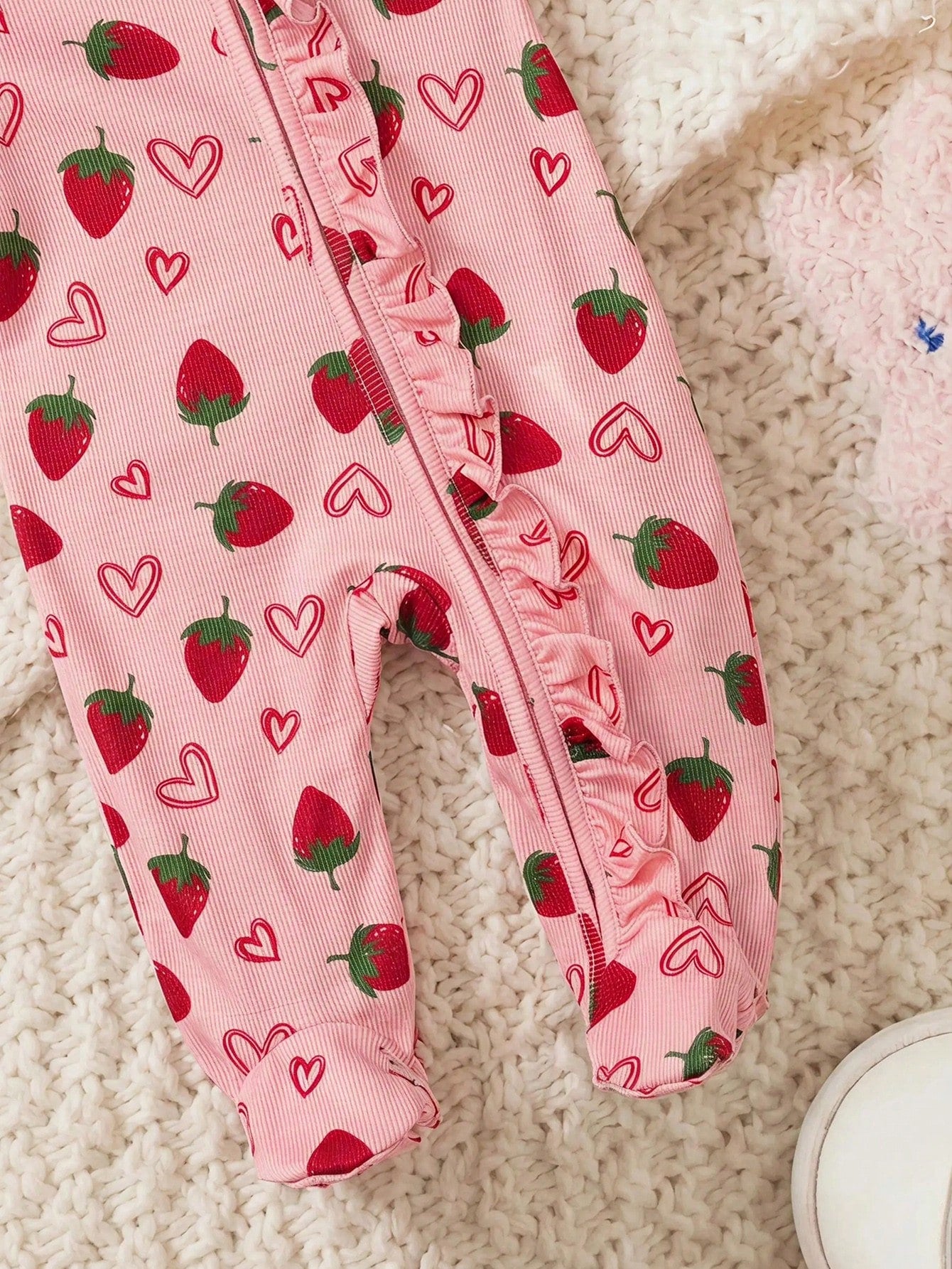 Newborn Baby Strawberry Pattern Casual Daily Outing One-Piece Long Pants