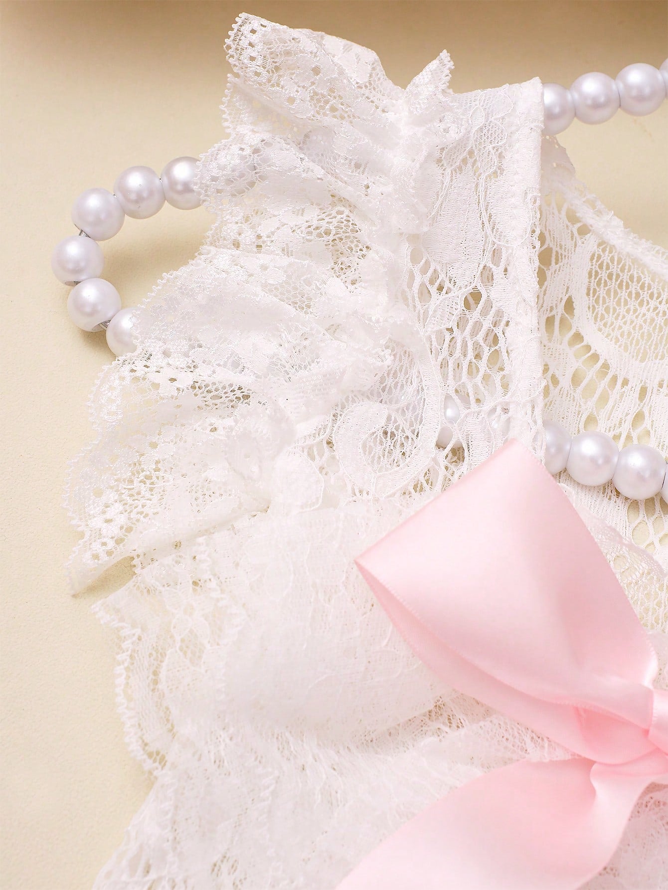 Newborn Girl Lace Romper Set For Photoshoot Pink Ribbon Bow Romper Newborn Photo Props Infant Photography Outfit