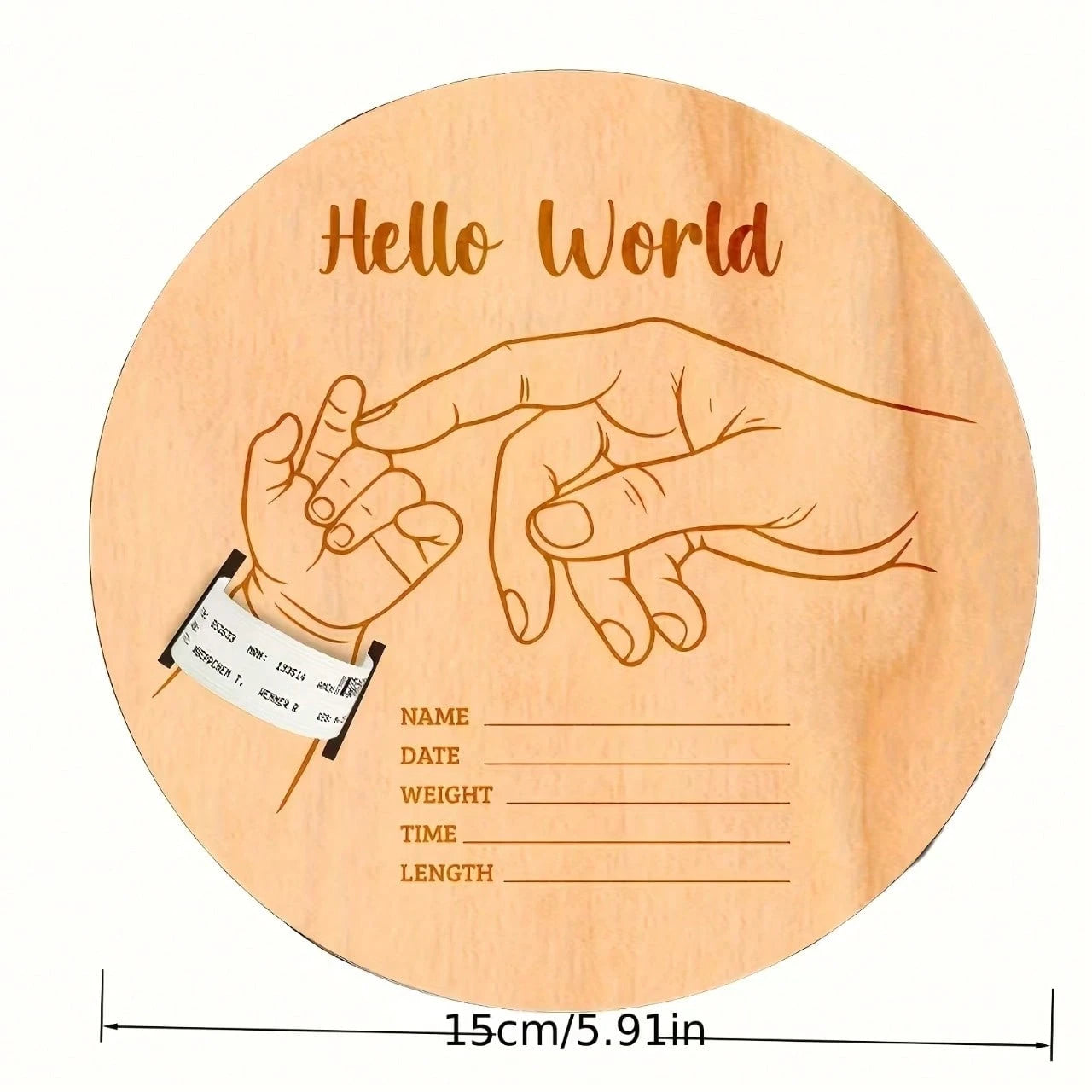 Newborn Hospital Wristband Engraved Keepsake Stand, Personalized Baby Gift, Laser Cut Wood Fiber Board, Pregnancy Wristband Memorial