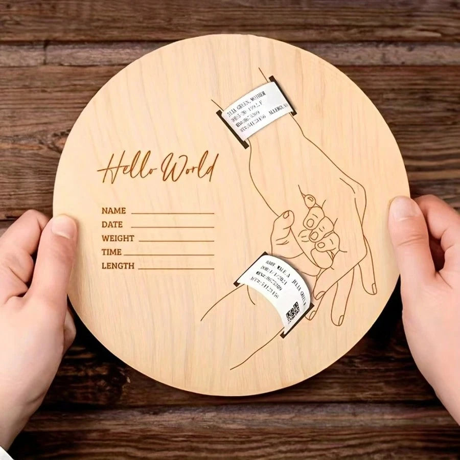 Newborn Hospital Wristband Engraved Keepsake Stand, Personalized Baby Gift, Laser Cut Wood Fiber Board, Pregnancy Wristband Memorial