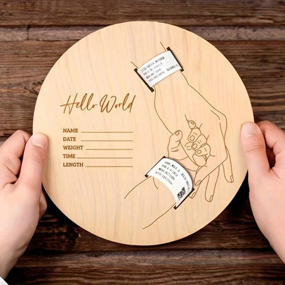 Newborn Hospital Wristband Engraved Keepsake Stand, Personalized Baby Gift, Laser Cut Wood Fiber Board, Pregnancy Wristband Memorial