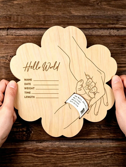Newborn Hospital Wristband Engraved Keepsake Stand, Personalized Baby Gift, Laser Cut Wood Fiber Board, Pregnancy Wristband Memorial