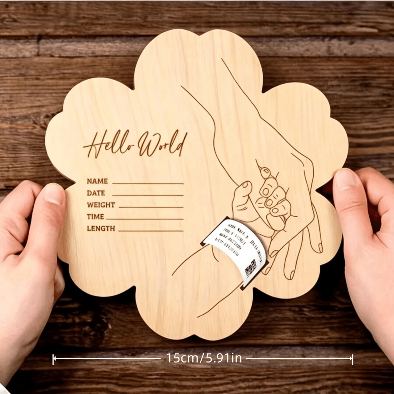 Newborn Hospital Wristband Engraved Keepsake Stand, Personalized Baby Gift, Laser Cut Wood Fiber Board, Pregnancy Wristband Memorial