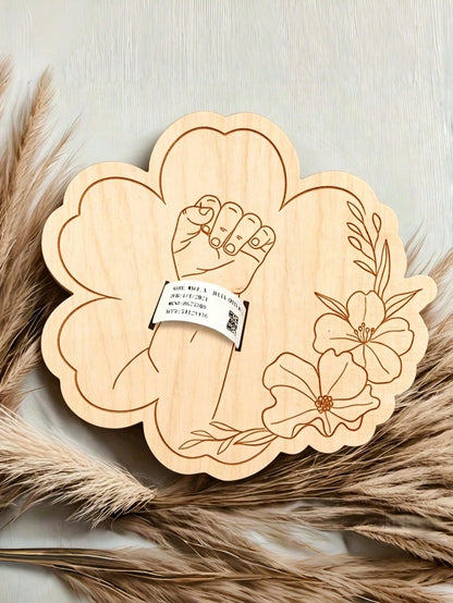 Newborn Hospital Wristband Engraved Keepsake Stand, Personalized Baby Gift, Laser Cut Wood Fiber Board, Pregnancy Wristband Memorial