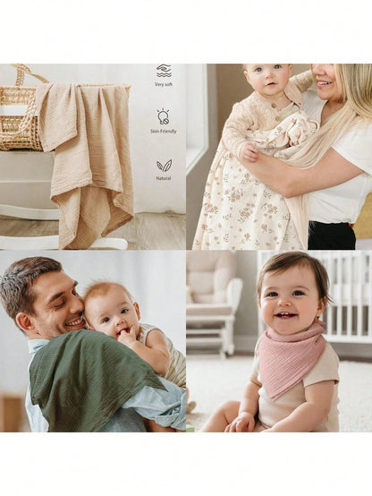 Newborn Muslin Swaddle Blanket, Unisex, Multi-Functional Blanket,Drool Bib,Stroller Cover, Car Seat Cover,Baby Boys BabyGirls,Newborn Gifts