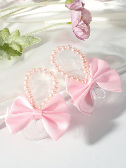 Newborn Photo Props, Infant Pearl Bow Decor Foot Ornaments