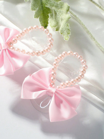 Newborn Photo Props, Infant Pearl Bow Decor Foot Ornaments