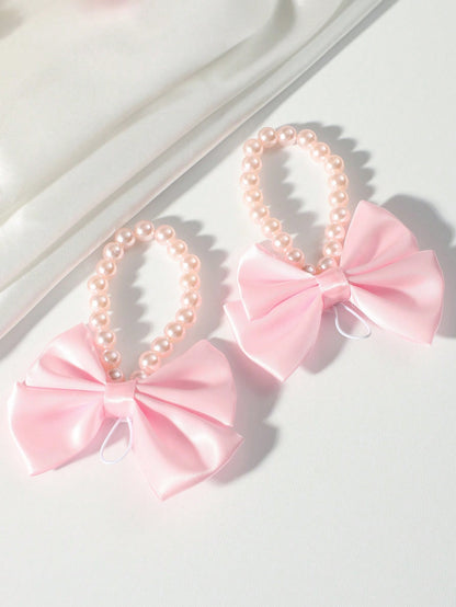 Newborn Photo Props, Infant Pearl Bow Decor Foot Ornaments