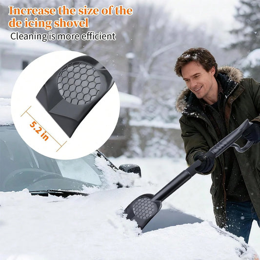 Nibule 3-In-1 Ice Scraper For Car Windshield,25.8 Inch Emergency Snow Shovel With 5.2inch Shovel Blade,Detachable Snow Scrapers With Ergonomic Soft