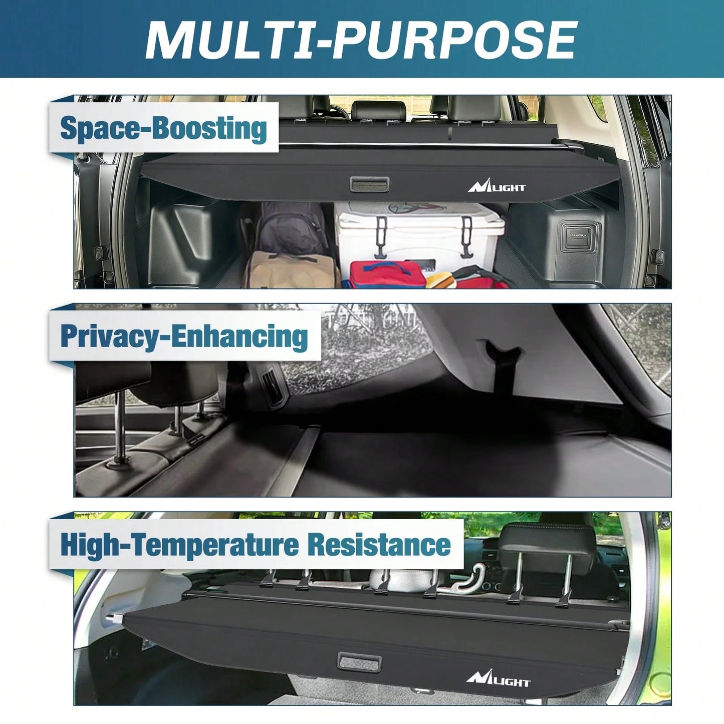 Nilight Cargo Cover Compatible With Toyota 4runner 2010-2021 2022 2023 2024, Retractable Privacy Security Shield Shade Rear Trunk Cover, With Trunk Storage Net