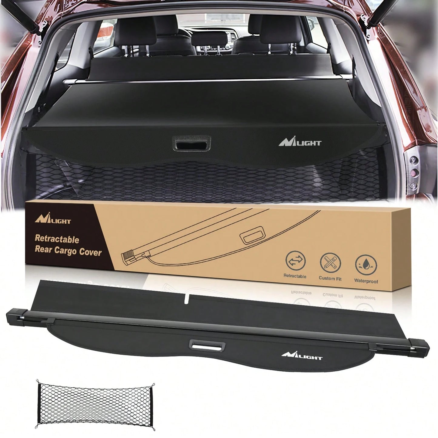 Nilight Cargo Cover Compatible With Toyota 4runner 2010-2021 2022 2023 2024, Retractable Privacy Security Shield Shade Rear Trunk Cover, With Trunk Storage Net