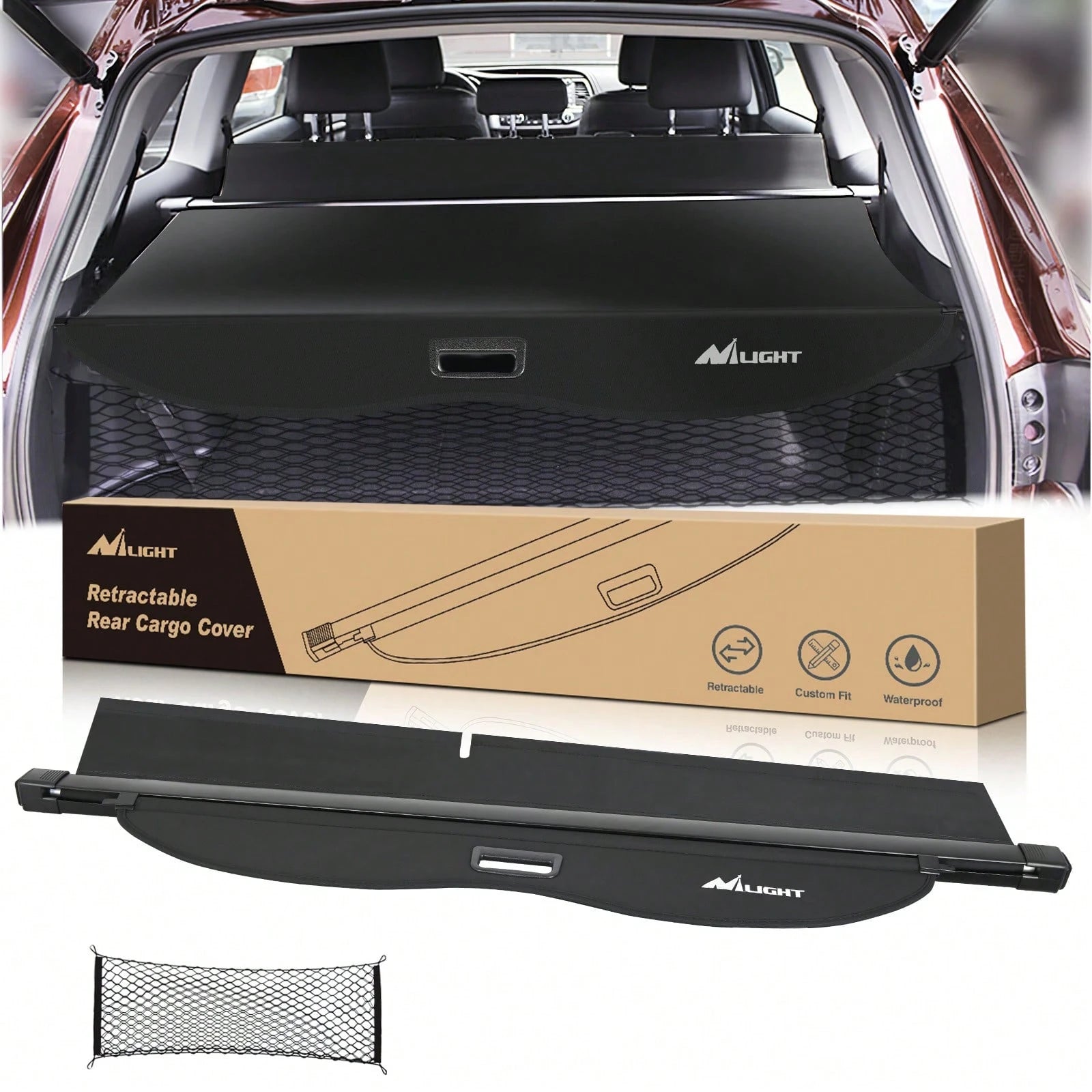 Nilight Cargo Cover Compatible With Toyota 4runner 2010-2021 2022 2023 2024, Retractable Privacy Security Shield Shade Rear Trunk Cover, With Trunk Storage Net