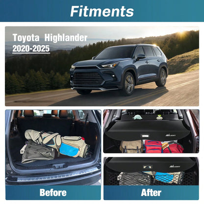 Nilight Cargo Cover Compatible With Toyota 4runner 2010-2021 2022 2023 2024, Retractable Privacy Security Shield Shade Rear Trunk Cover, With Trunk Storage Net