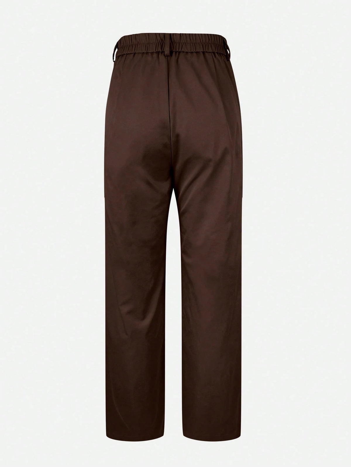 (No Belt) Solid Color Pocket Zipper Elegant Casual Office Pants, Work To Weekend