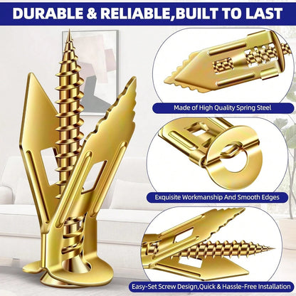 No-Drill Drywall Anchors Kit, Heavy Duty- 90 Pcs (047x118in) Zinc Plated Steel, 45 Anchors + 45 Self-Tapping Screws| 2025 Upgraded For Easy Wall Mounting (Shelves, Decor, TVs)