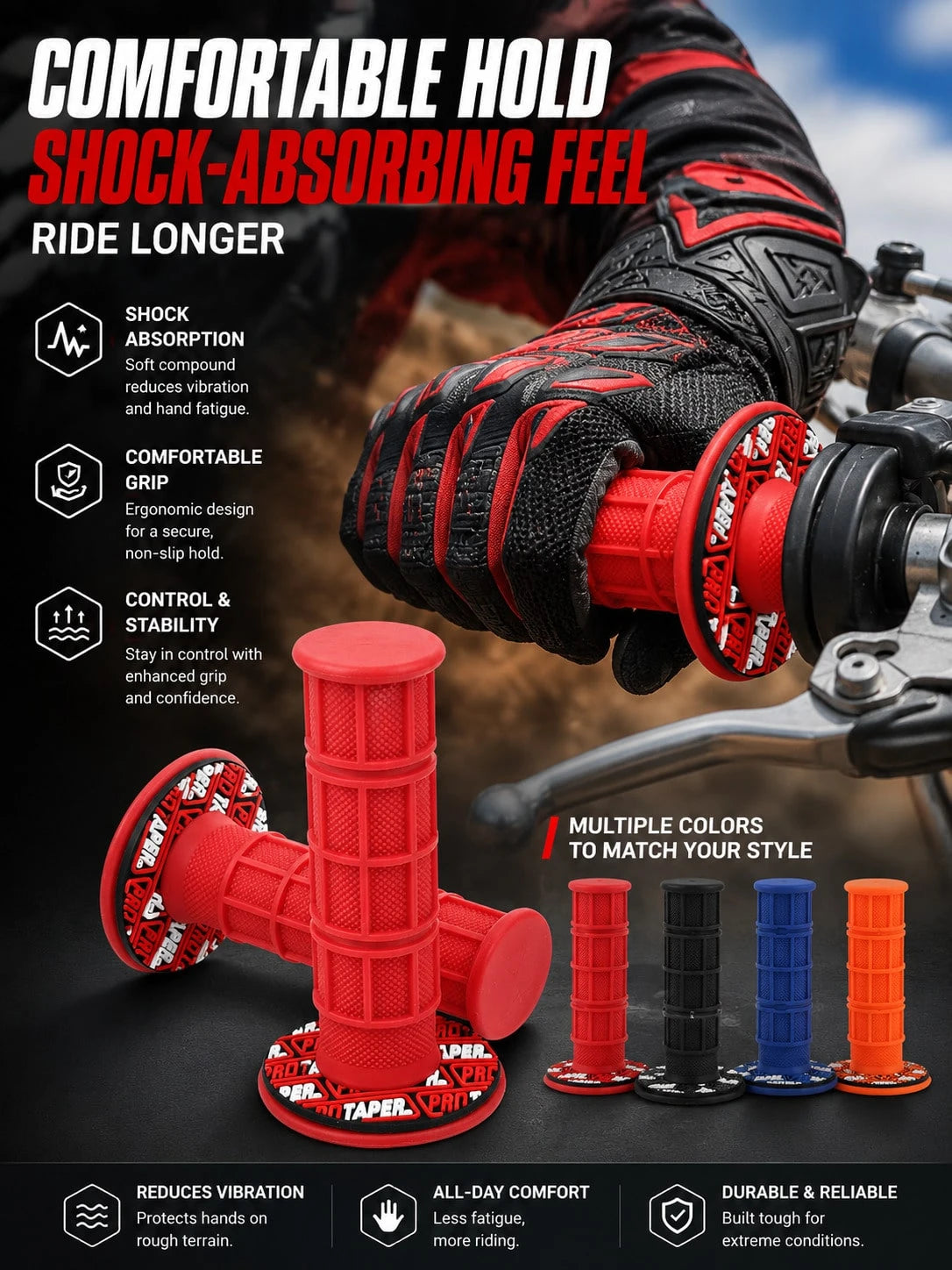 Non-Slip Wear-Resistant Handlebar Grips, Waterproof Sun-Resistant Throttle Sleeve, Anti-Vibration Modified Handlebar Cover, Suitable For Off-Road Motorcycles And Electric Scooters