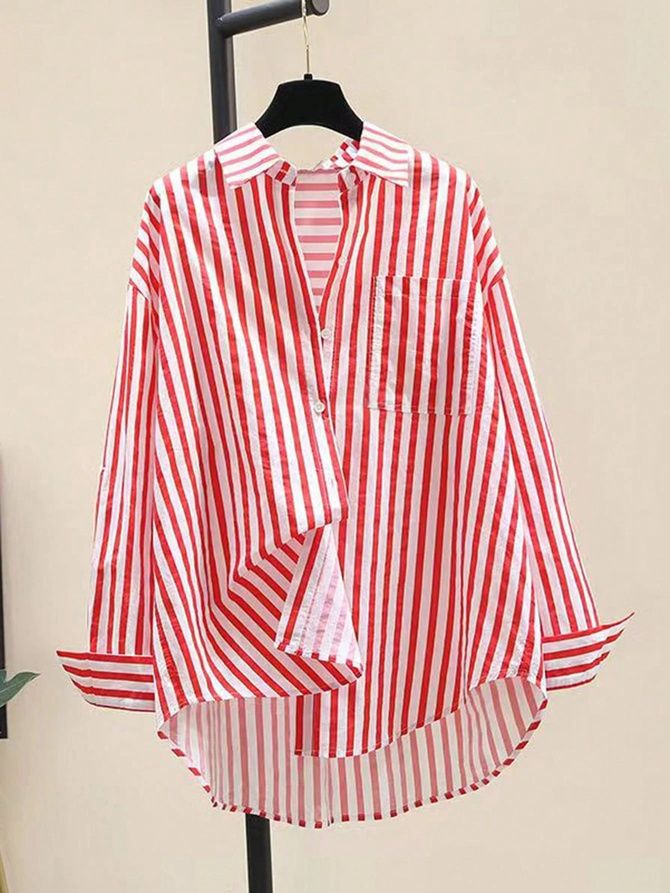 NostaNoir Women's Casual Striped Print Long Sleeve Chest Pocket Shirt, Autumn &Winter Fall Cloth For Women