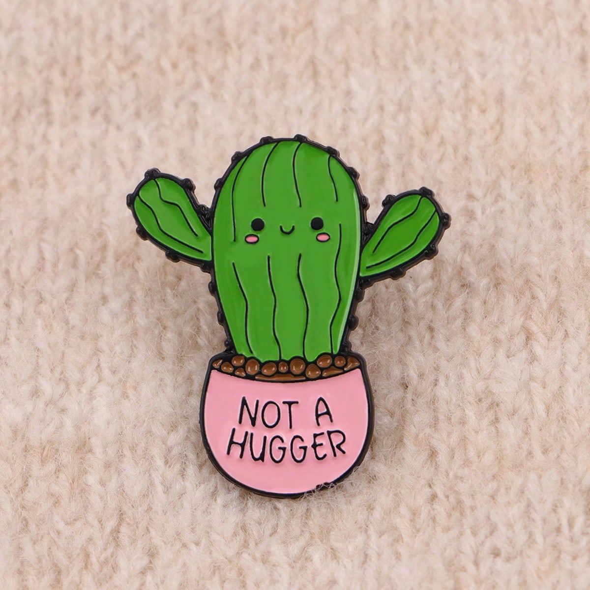NOT A HUGGER Enamel Pins Cartoon Cactus Quotes Brooch Badge On Backpack Lapel Pin Costume Accessories Fashion Jewelry Gifts Christmas