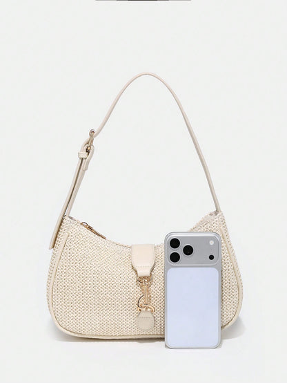 Novachic, 1pc Vintage Minimalist Crescent Moon Shaped Bag With Adjustable Strap, Suitable For Dates, Outings, Parties
