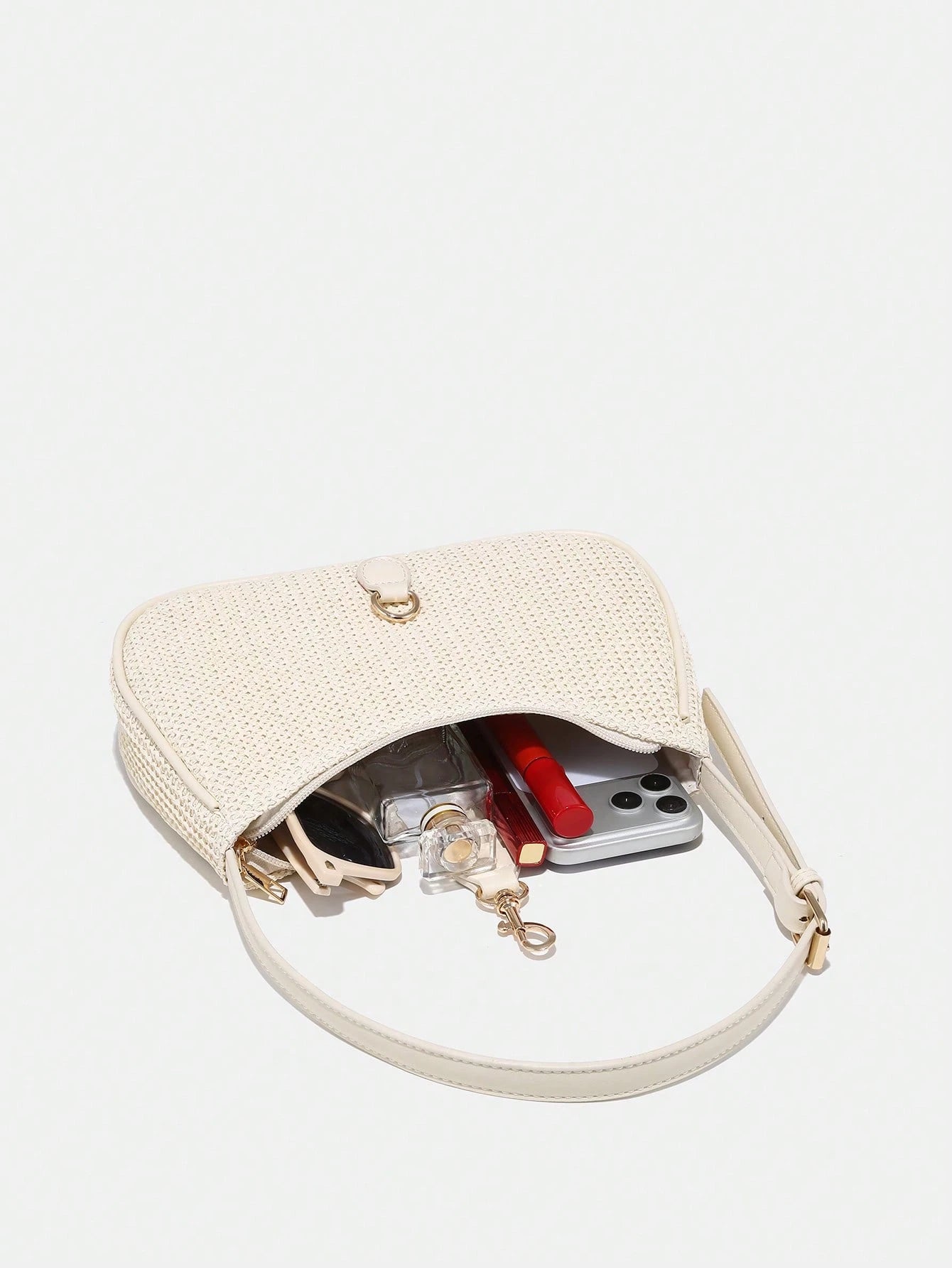 Novachic, 1pc Vintage Minimalist Crescent Moon Shaped Bag With Adjustable Strap, Suitable For Dates, Outings, Parties