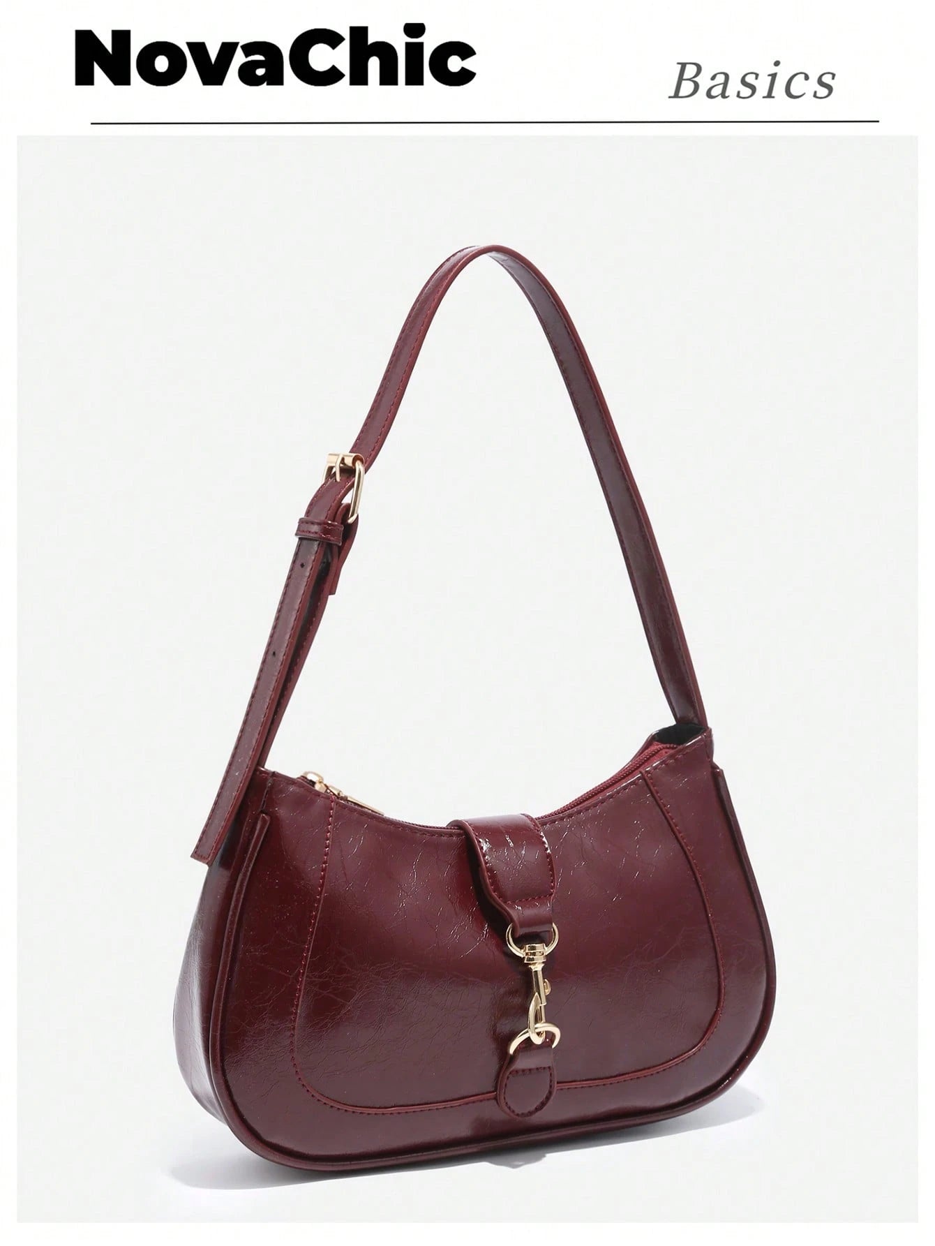 Novachic, 1pc Vintage Minimalist Crescent Moon Shaped Bag With Adjustable Strap, Suitable For Dates, Outings, Parties
