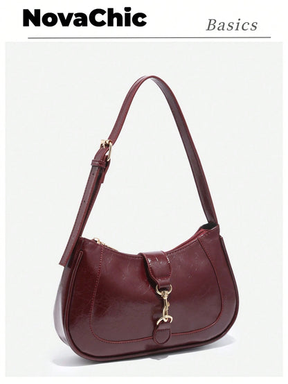 Novachic, 1pc Vintage Minimalist Crescent Moon Shaped Bag With Adjustable Strap, Suitable For Dates, Outings, Parties