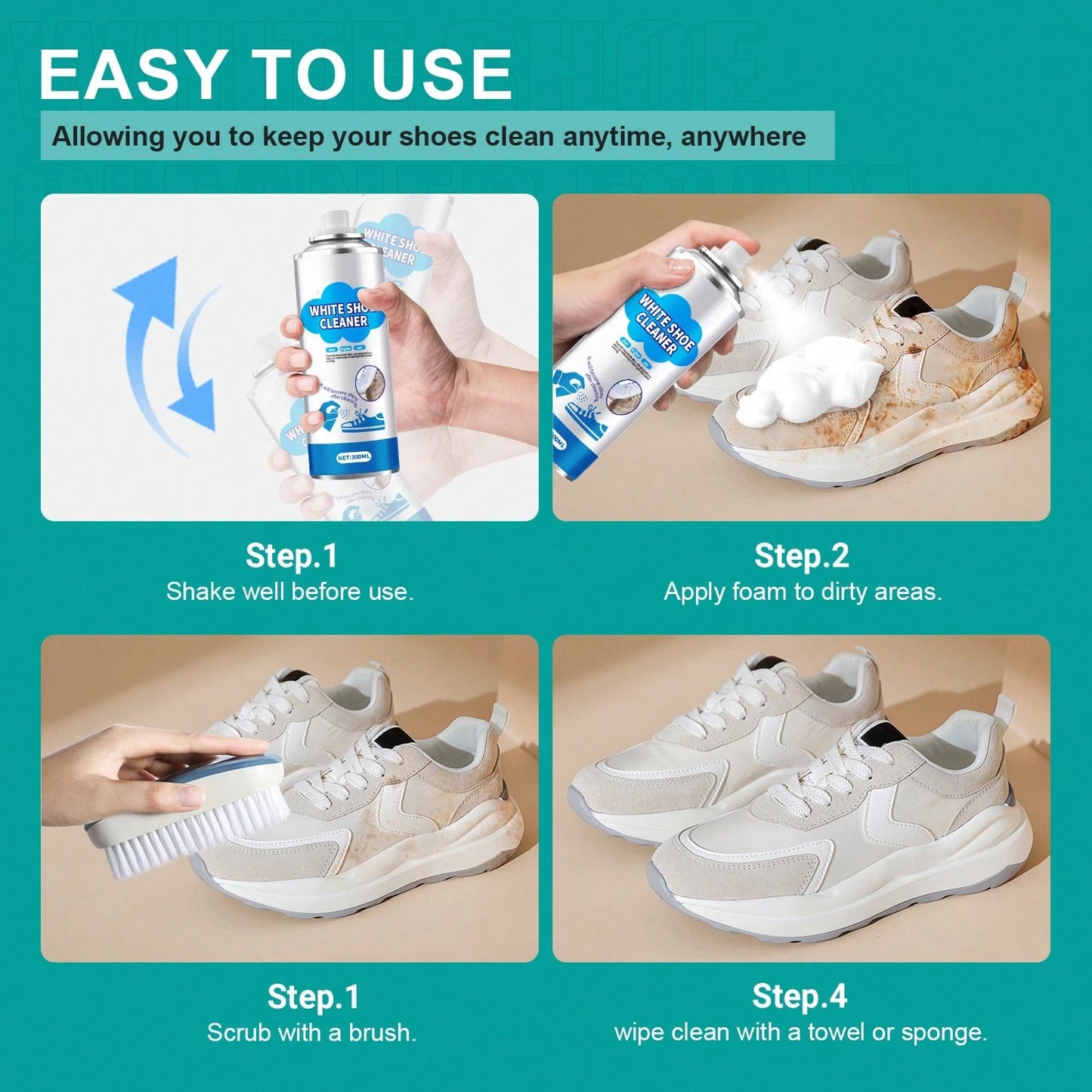 Nuokaiqi White Shoe Cleaning Cream, A Whitening And Decontamination Agent For Leather, Car Interiors And Genuine Faux Leather Sofas, A Multi-Purpose Cleaner With Sponge  Outdoor  Casual  Cute    Alumi