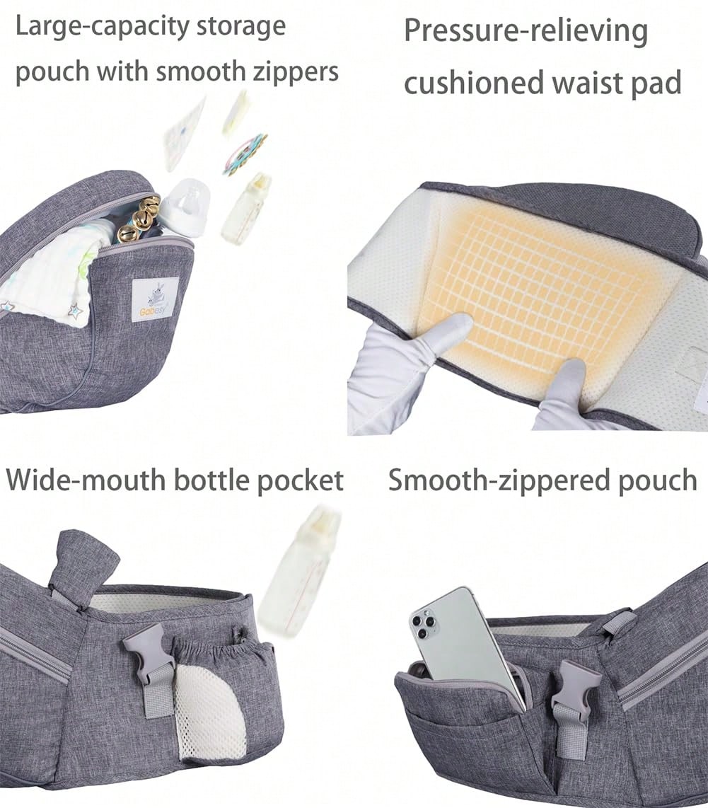 Oaoleer 1PC Baby Hip Seat Carrier Baby Waist Stool For Child Infant Toddler With Adjustable Strap Buckle Pocket Soft Inner Huge Storage
