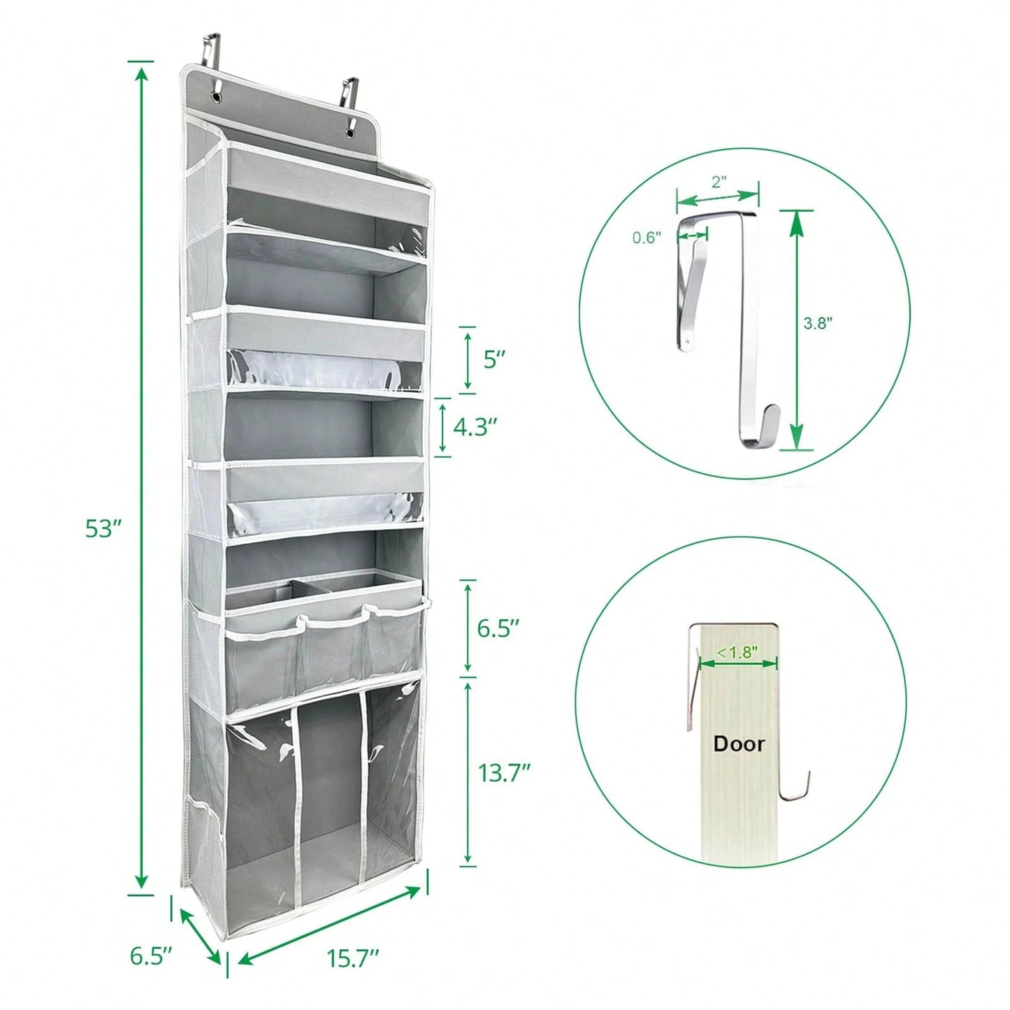 Oaoleer 1PC Door Hanging Baby Diaper Storage Organizer With 3 Bins & 10 Side Pockets, Large Capacity Nursery Essentials Caddy For Bedroom Door