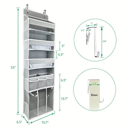 Oaoleer 1PC Door Hanging Baby Diaper Storage Organizer With 3 Bins & 10 Side Pockets, Large Capacity Nursery Essentials Caddy For Bedroom Door