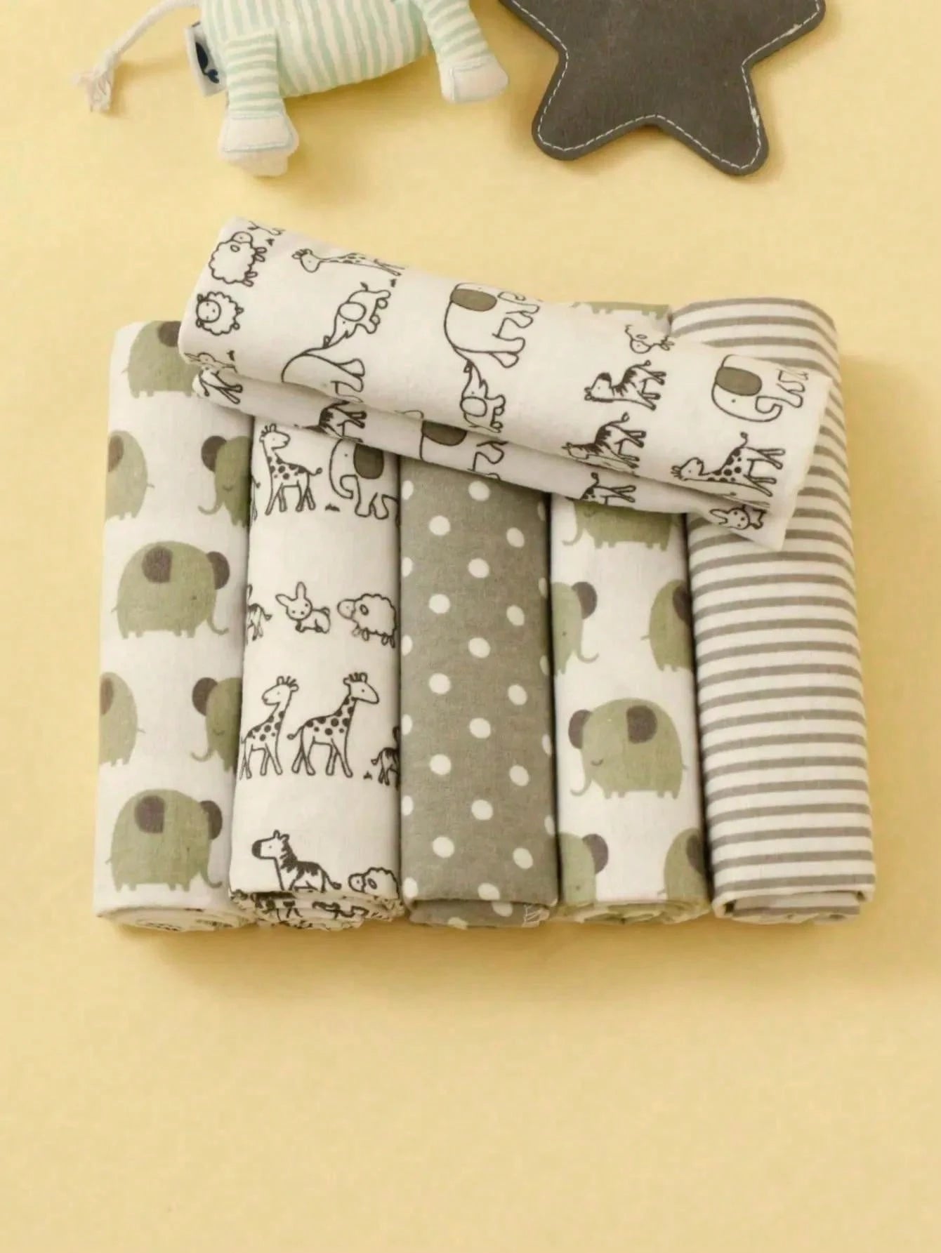 Oaoleer 6PCS Soft Flannel Receiving Blankets One Size 29 X 29 Inches For Baby Boy Or Girl- Multi-Function Baby Swaddle And Bed Sheets Set