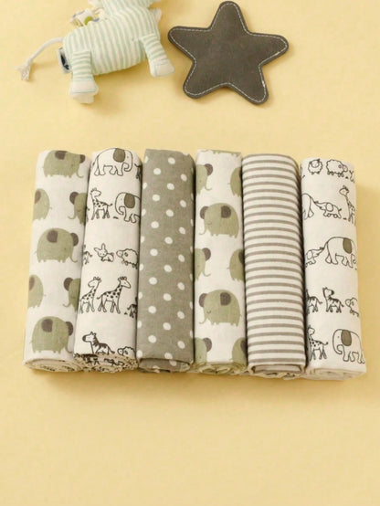 Oaoleer 6PCS Soft Flannel Receiving Blankets One Size 29 X 29 Inches For Baby Boy Or Girl- Multi-Function Baby Swaddle And Bed Sheets Set