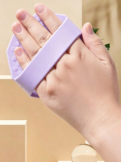 OBOVAY Polygon Silicone Bath Brush With Transparent Hook, Portable Wall-Mountable, Hexagonal Silicone Body Scrubber, Easy To Use, Non-Slip Strap, Home Essential Bath Accessory, Gift For Him/Her