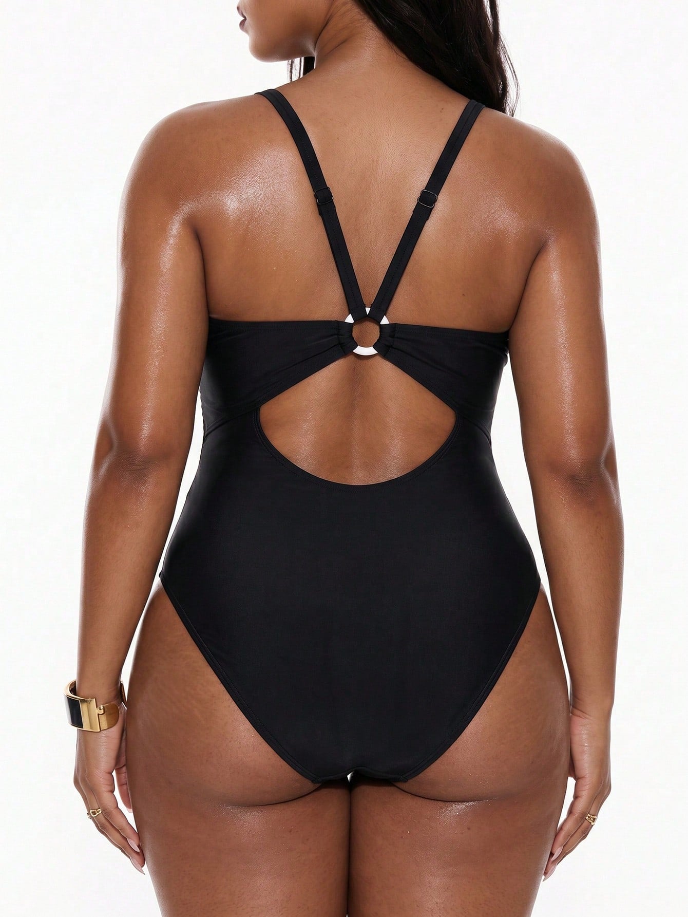 Oceva 2026 Spring/Summer Plus Size Solid Color Ruched One-Piece Swimsuit For Women