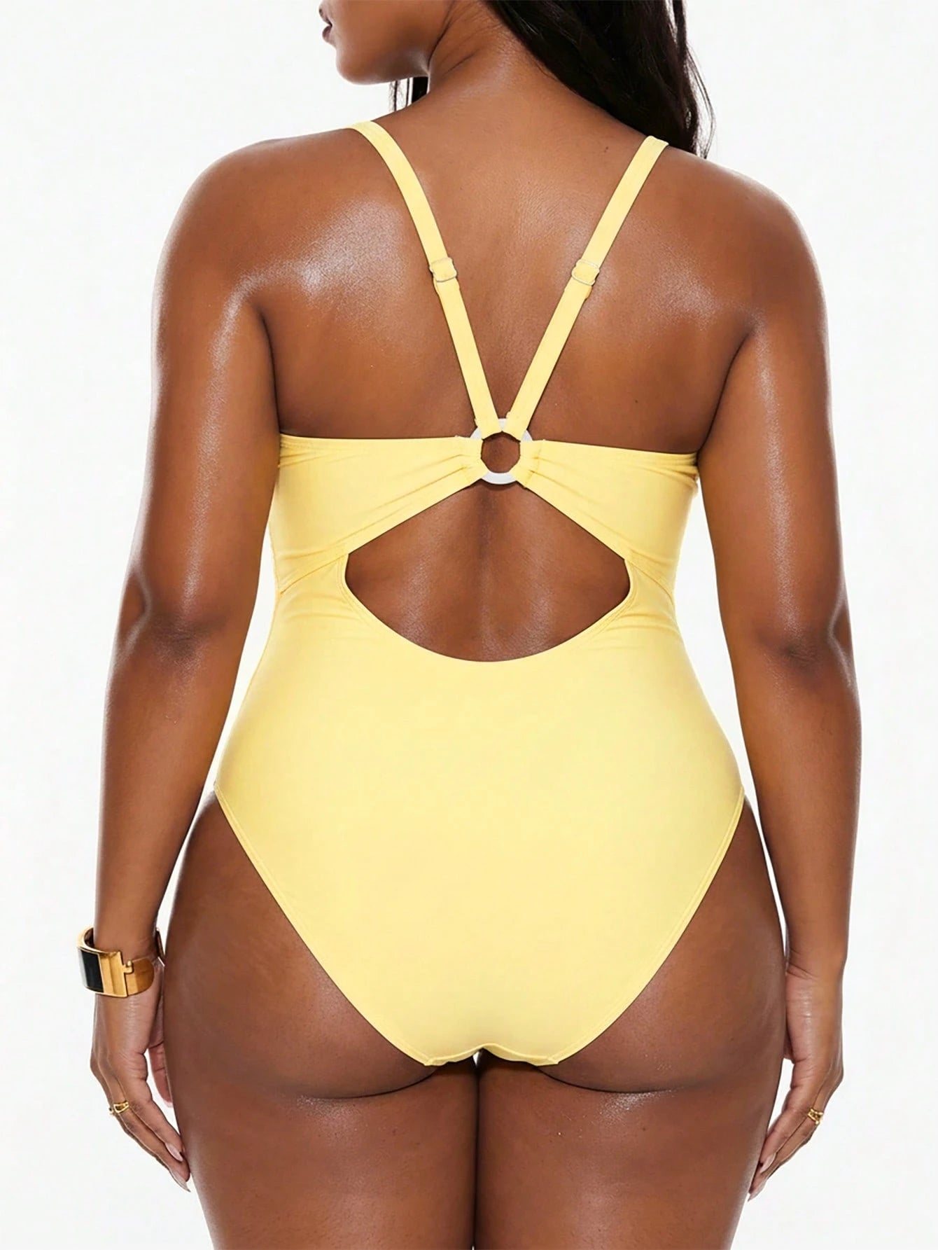 Oceva 2026 Spring/Summer Plus Size Solid Color Ruched One-Piece Swimsuit For Women