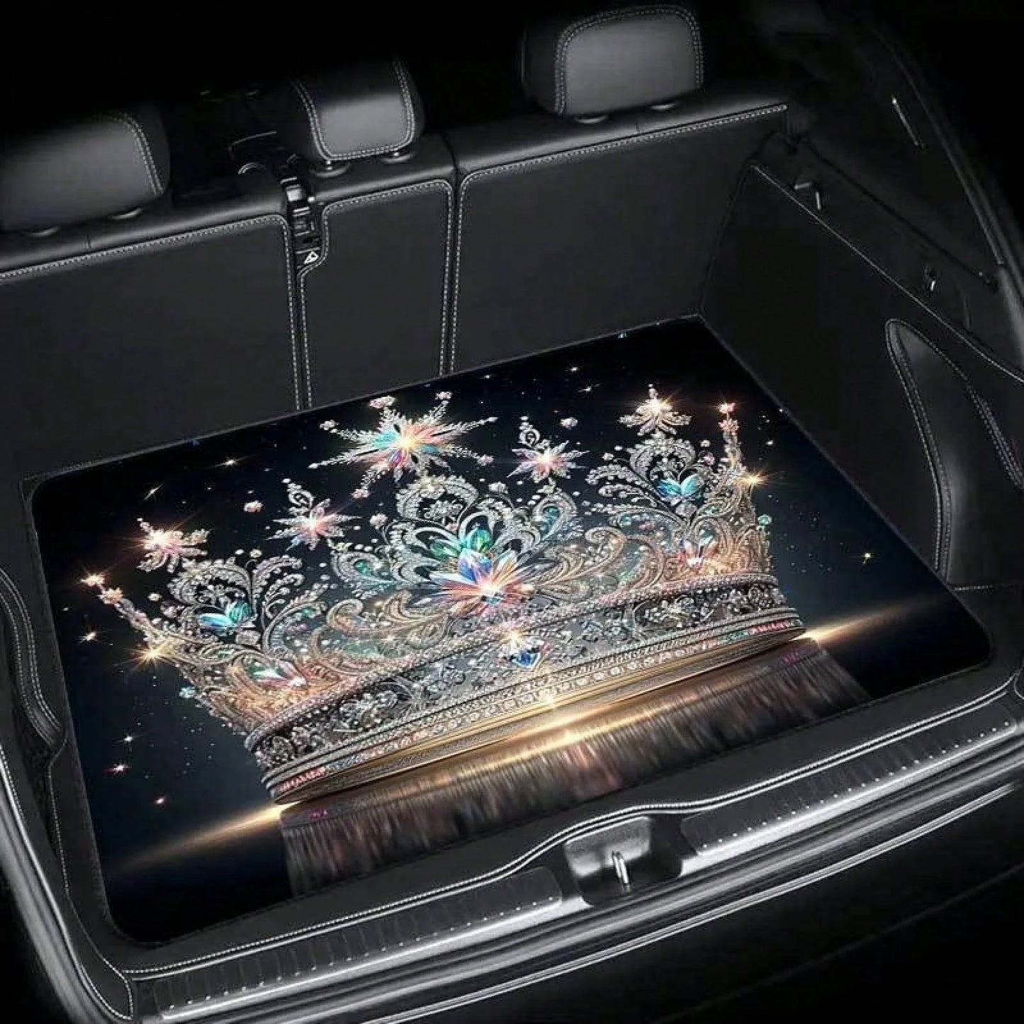 Of Luxury Crown Pattern Car Trunk Pad- Stylish Design Interior, Durable And Easy To Clean, Suitable Sedan SUVs, Essential Family Outings