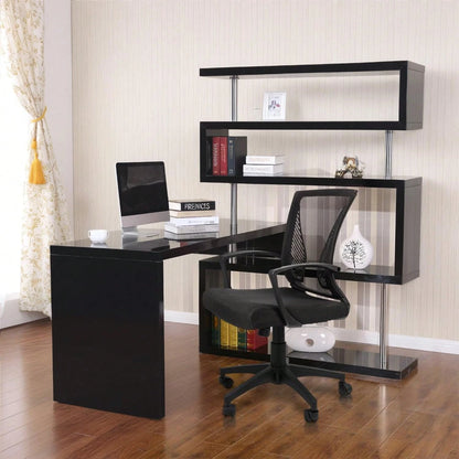 Office Chair Ergonomic Computer Desk Mesh Chair Mid Back Swivel Lumbar Support With Armrest (1, Black)