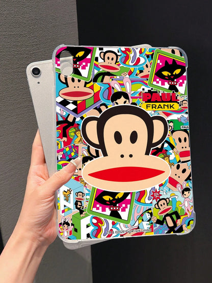 Officially Licensed Paul Frank Transparent Tablet Case, Big Head Monkey, Cat, Giraffe, Rabbit Color Block Patchwork Pattern, Compatible With Air2 2014(9.7-Inch), Air4 2020(10.9-Inch), Pro 11(M4)2024(1
