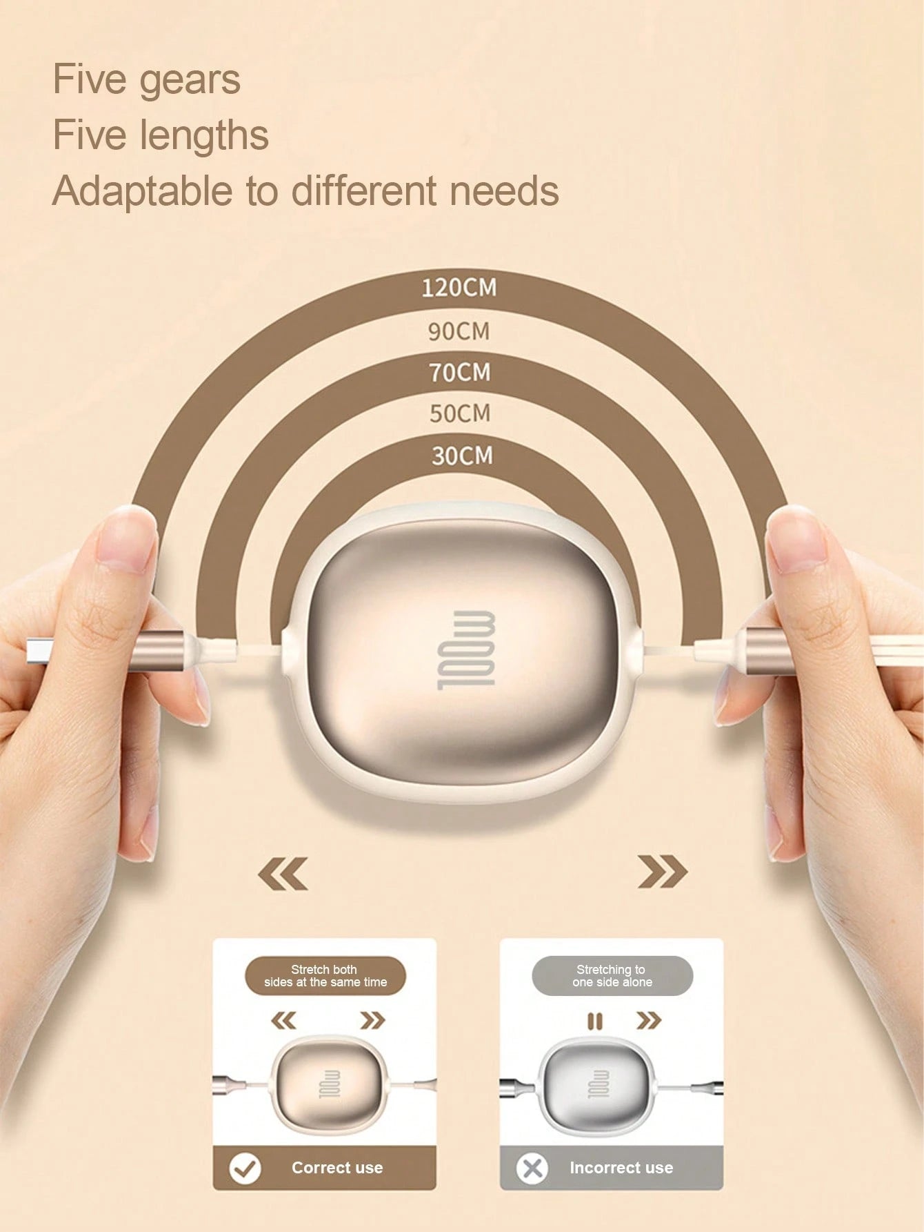 OIITH 3-In-1 Data Cable, 100W Fast Charging Cable, USB To Type-C/Micro/Lightning Fast Charging Cable, Auto-Retractable Cord, Multi-Function Data Cable Winder, Charging Cable Compatible With IPhone 16