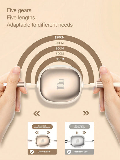 OIITH 3-In-1 Data Cable, 100W Fast Charging Cable, USB To Type-C/Micro/Lightning Fast Charging Cable, Auto-Retractable Cord, Multi-Function Data Cable Winder, Charging Cable Compatible With IPhone 16