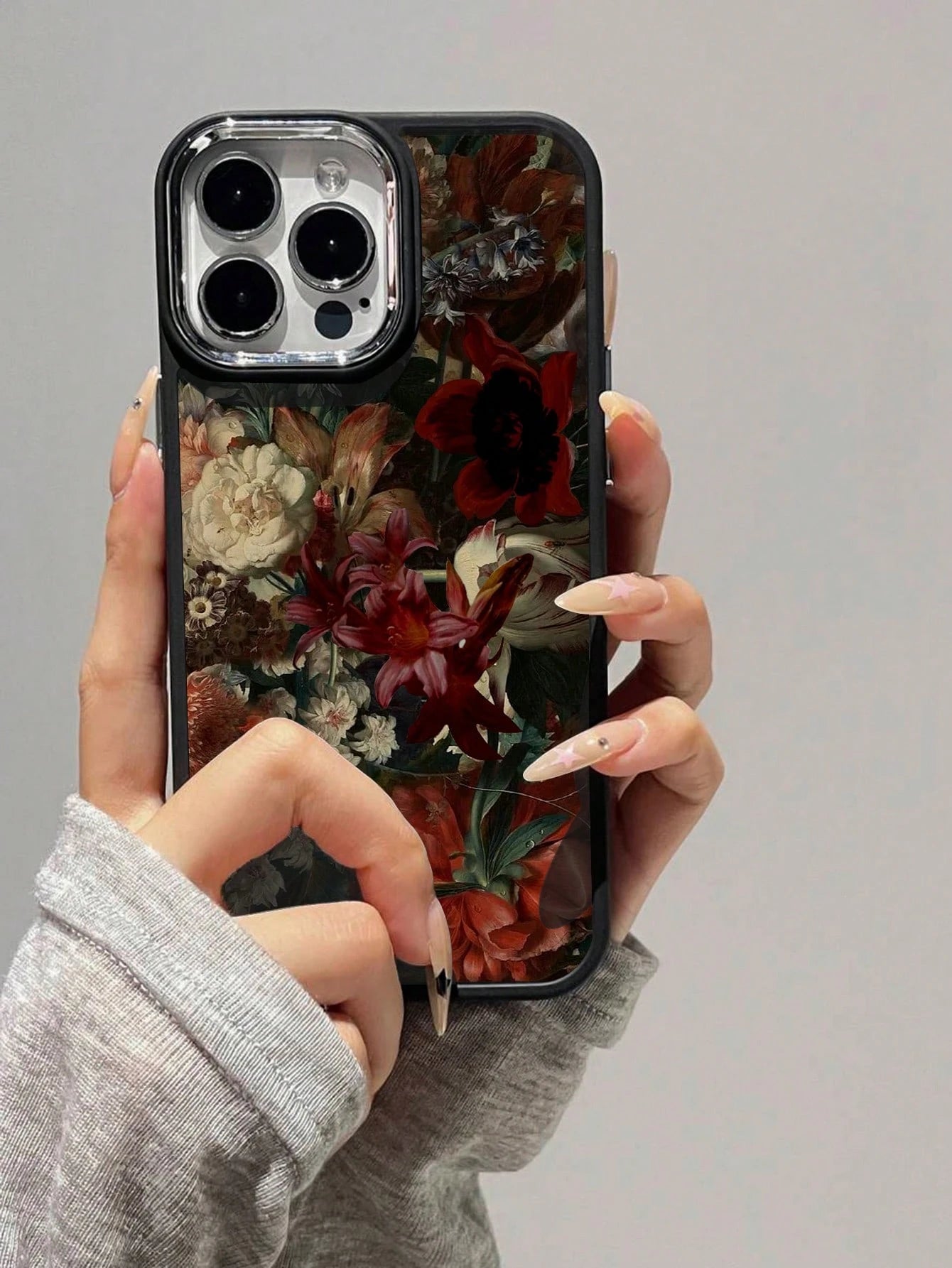 Oil Painting Elements Silicone 1pc Vintage Floral Pattern Soft Silicone Protective Phone Case Compatible With Apple And Phones Waterproof Shockproof Anti-Fall Scratch Resistant Fashion Phone Case Spri