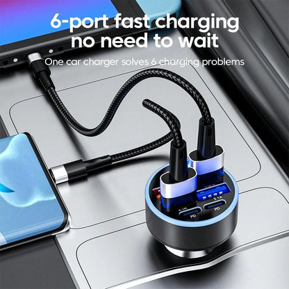 OLAF 4-Port USB Car Charger With Digital Display, Fast Charging Adapter Compatible With IPad, Android Phones, Laptops, Compact And Efficient Design, Convenient Charging Anytime, Anywhere, Great Gift F